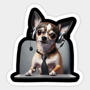 chihuahua at a call center Sticker